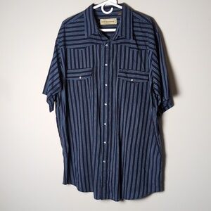 Bit & Bridle Western Pearl Snap Short Sleeve Striped Shirt Size XLT